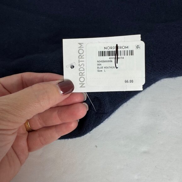 Nordstrom 100% Cashmere Navy Blue V Neck Lightweight Sweater Men's Large Preppy - Picture 12 of 12